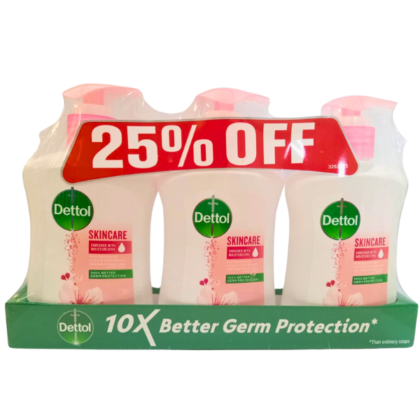 Dettol Hand Wash Skin Care Antibacterial Liquid 200Ml (Pack 3)
