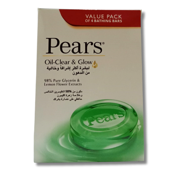 Pears Oil Clear & Glow Soap Bar with Glycerin & Lemon Flower Extract 125gx4