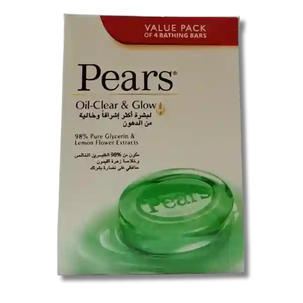 Pears Oil Clear & Glow Soap Bar with Glycerin & Lemon Flower Extract 125gx4